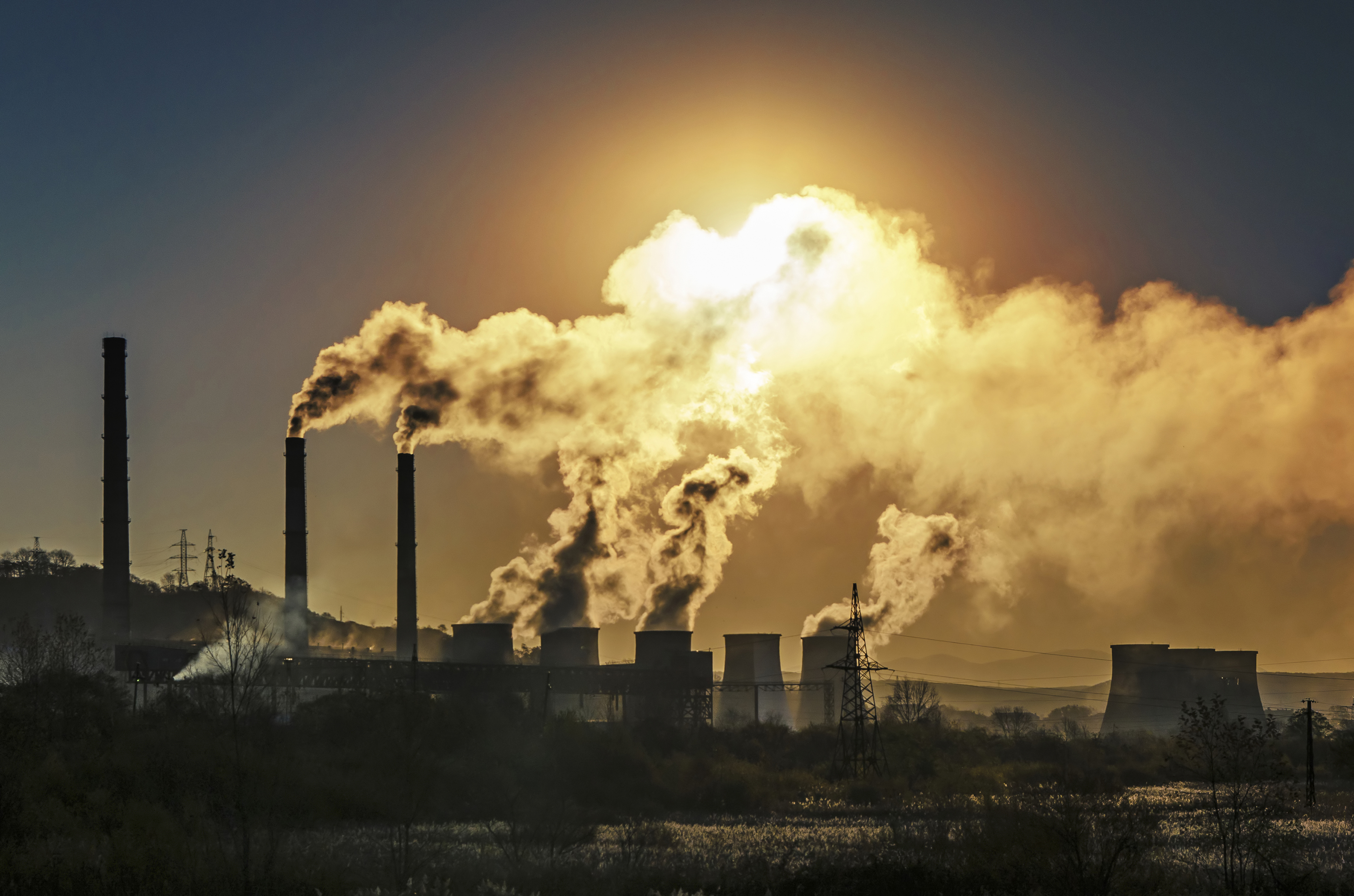 Factory pipe polluting air, environmental problems